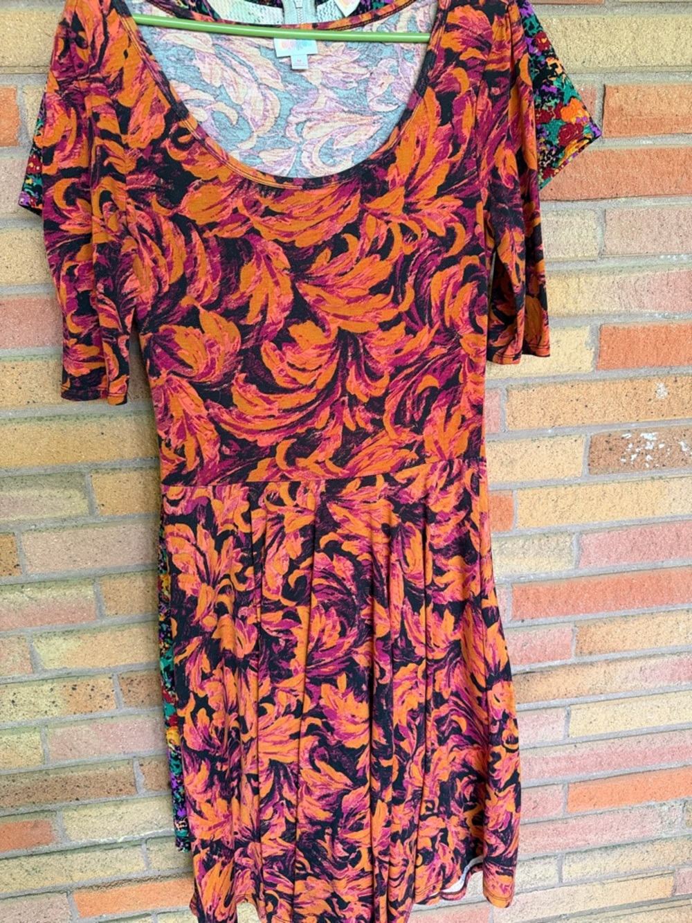 LuLaRoe Orange and Magenta Abstract Print Top